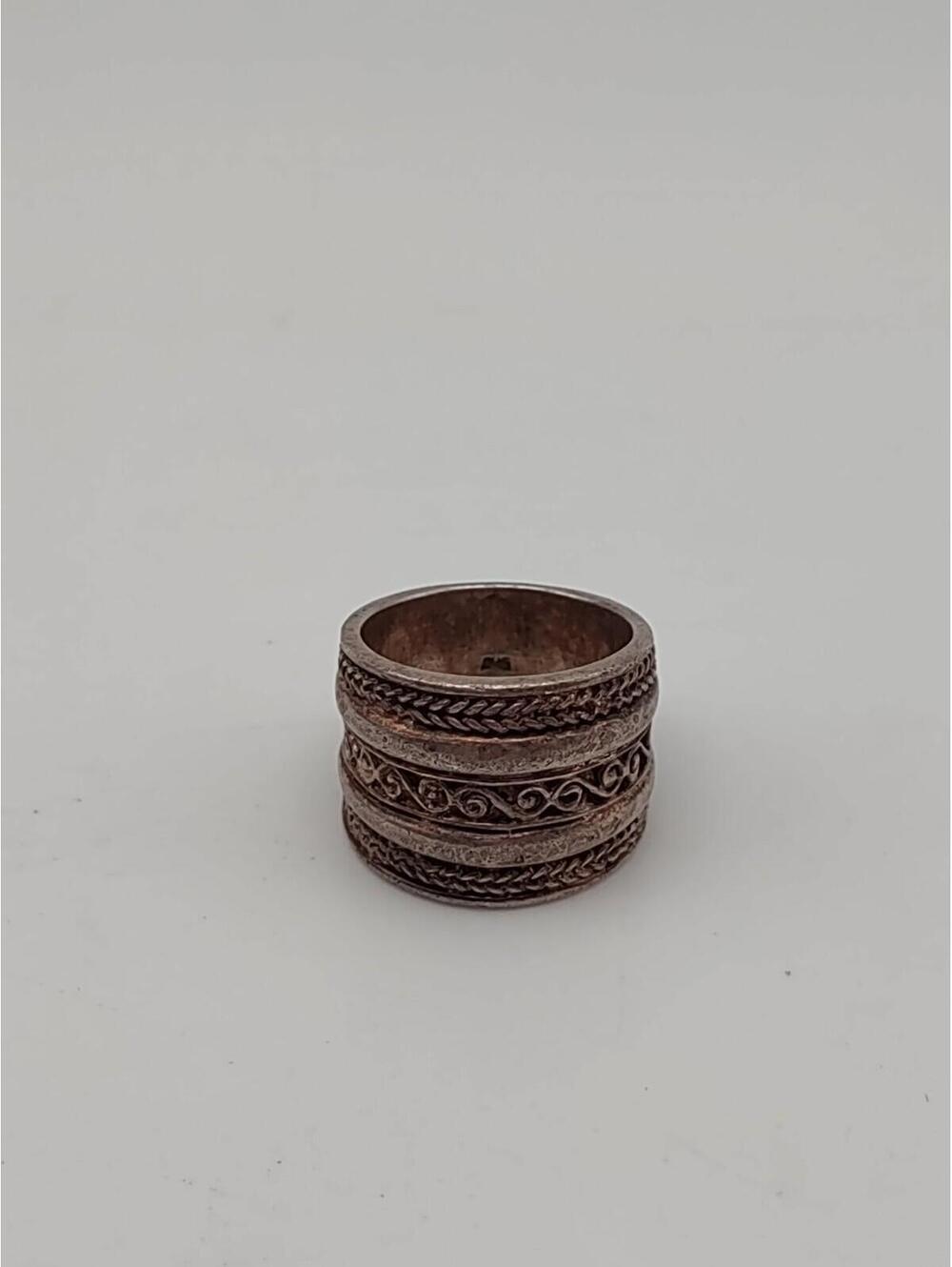 Vintage Sterling Silver Wide Cigar Band Ring Boho Sz 7